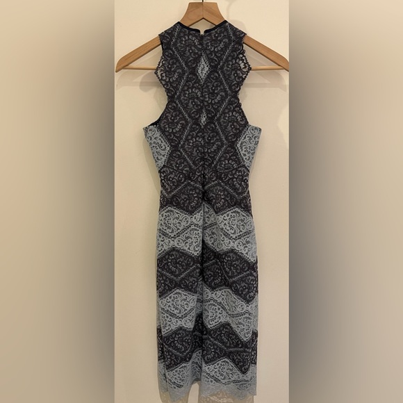 Erin Featherston Blue/grey Lace Sleeveless Dress Size 0 Fully Lined Great Cond. - Picture 4 of 6